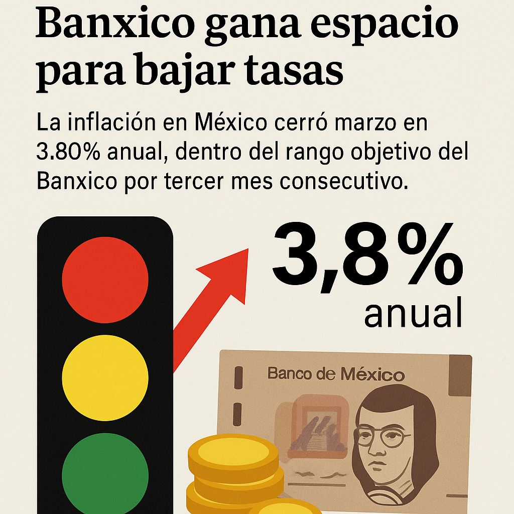 Inflación se mantiene controlada y Banxico gana espacio para bajar tasas