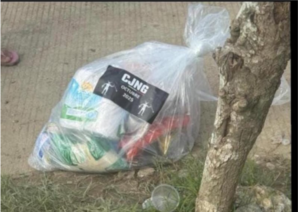 Presuntos integrantes del Cártel Jalisco reparten despensas en Veracruz y generan polémica