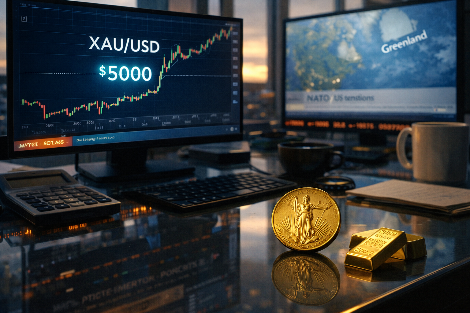 Oro rebasa 5,000 dólares y marca récord por demanda de refugio